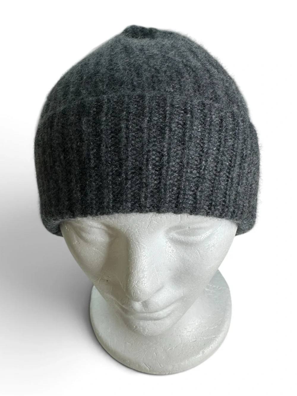 Nordstrom Rack 100% Cashmere Ribbed Slouchy Beanie Hat Charcoal Heather NWOT